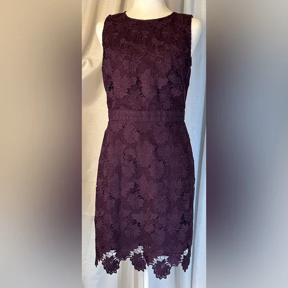 LOFT | Dresses | Nwt Loft Dark Purple Lace Dress Size 2 I3 | Poshmark